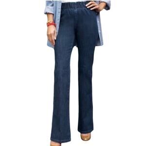 Soft Surroundings Jeans Wide Leg Elastic Waist High Rise Dark Wash Denim Blue M